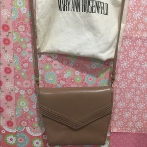 Mary Ann Rosenfeld taupe crossbody purse